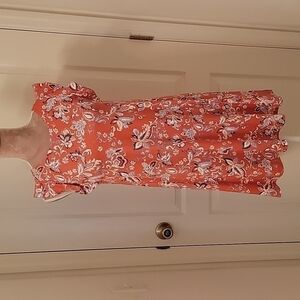 NWT! LOFT Outlet Coral / Gray Floral and Paisley Summer Dress, Size XSP